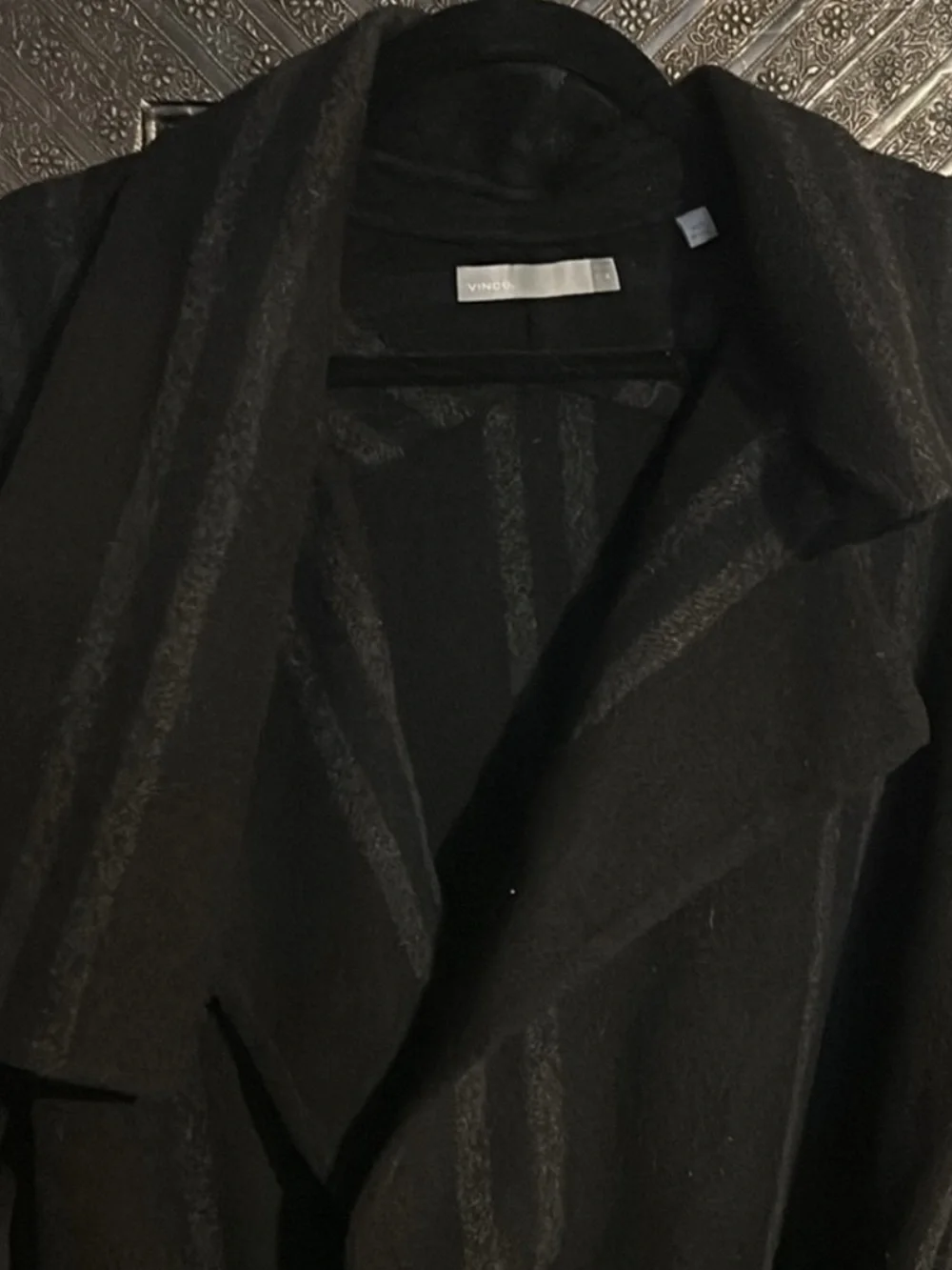 Vince Black Belted Drape Front Jacket Coat XL Elegant and Chic! - Picture 3 of 6